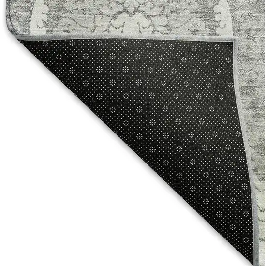 Gray And Silver Medallion Washable Area Rug With UV Protection Photo 7