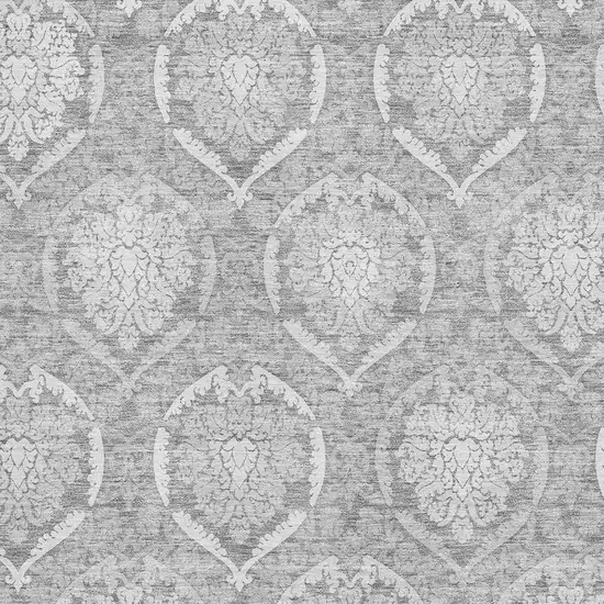 Gray And Silver Medallion Washable Area Rug With UV Protection Photo 3