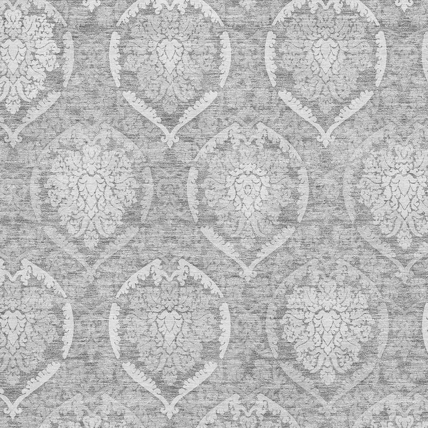 Gray And Silver Medallion Washable Area Rug With UV Protection Photo 3