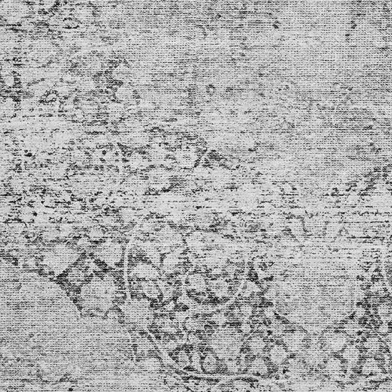 Gray And Silver Medallion Washable Area Rug With UV Protection Photo 2