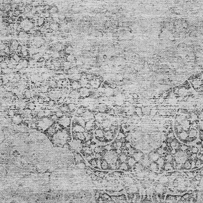 Gray And Silver Medallion Washable Area Rug With UV Protection Photo 3