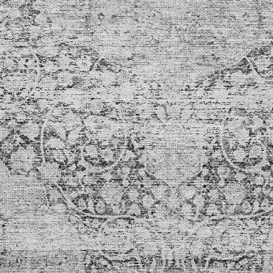 Gray And Silver Medallion Washable Area Rug With UV Protection Photo 2