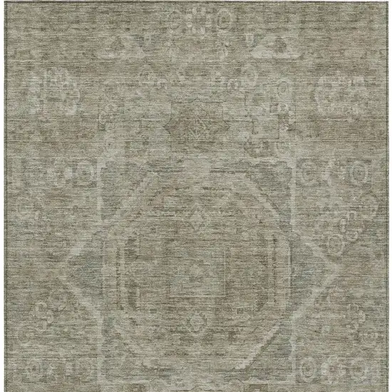 Gray And Silver Medallion Washable Indoor Outdoor Area Rug Photo 4