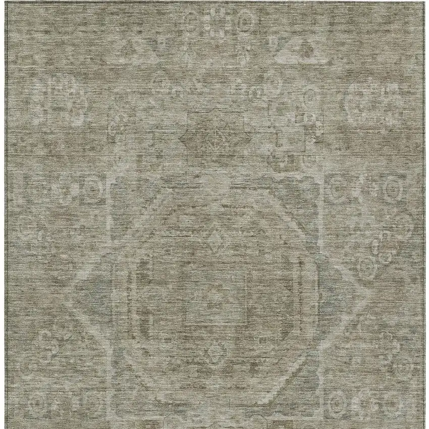 Gray And Silver Medallion Washable Indoor Outdoor Area Rug Photo 4