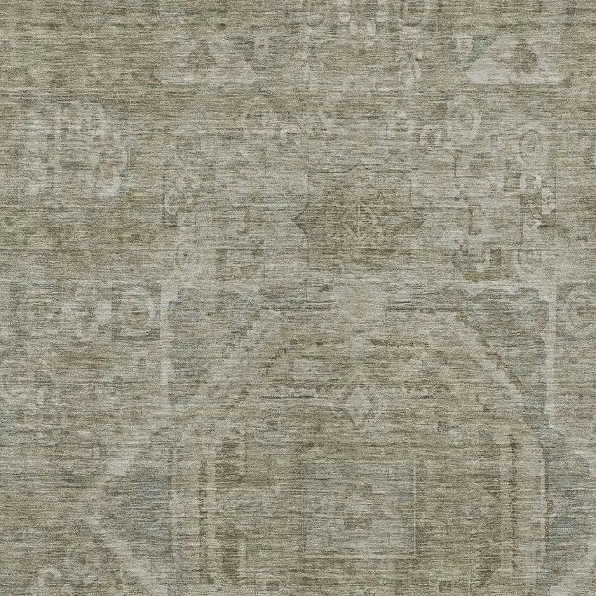 Gray And Silver Medallion Washable Indoor Outdoor Area Rug Photo 3