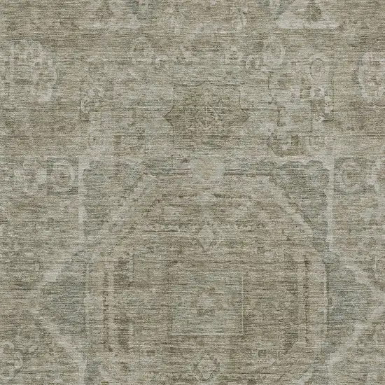 Gray And Silver Medallion Washable Indoor Outdoor Area Rug Photo 7