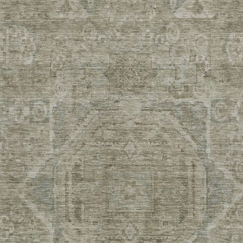 Gray And Silver Medallion Washable Indoor Outdoor Area Rug Photo 7