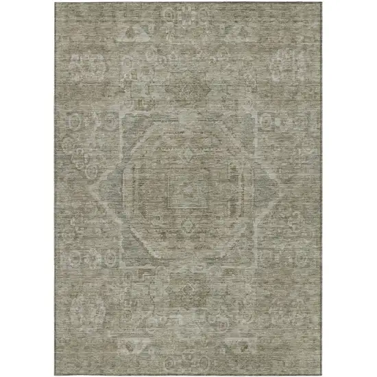 Gray And Silver Medallion Washable Indoor Outdoor Area Rug Photo 4