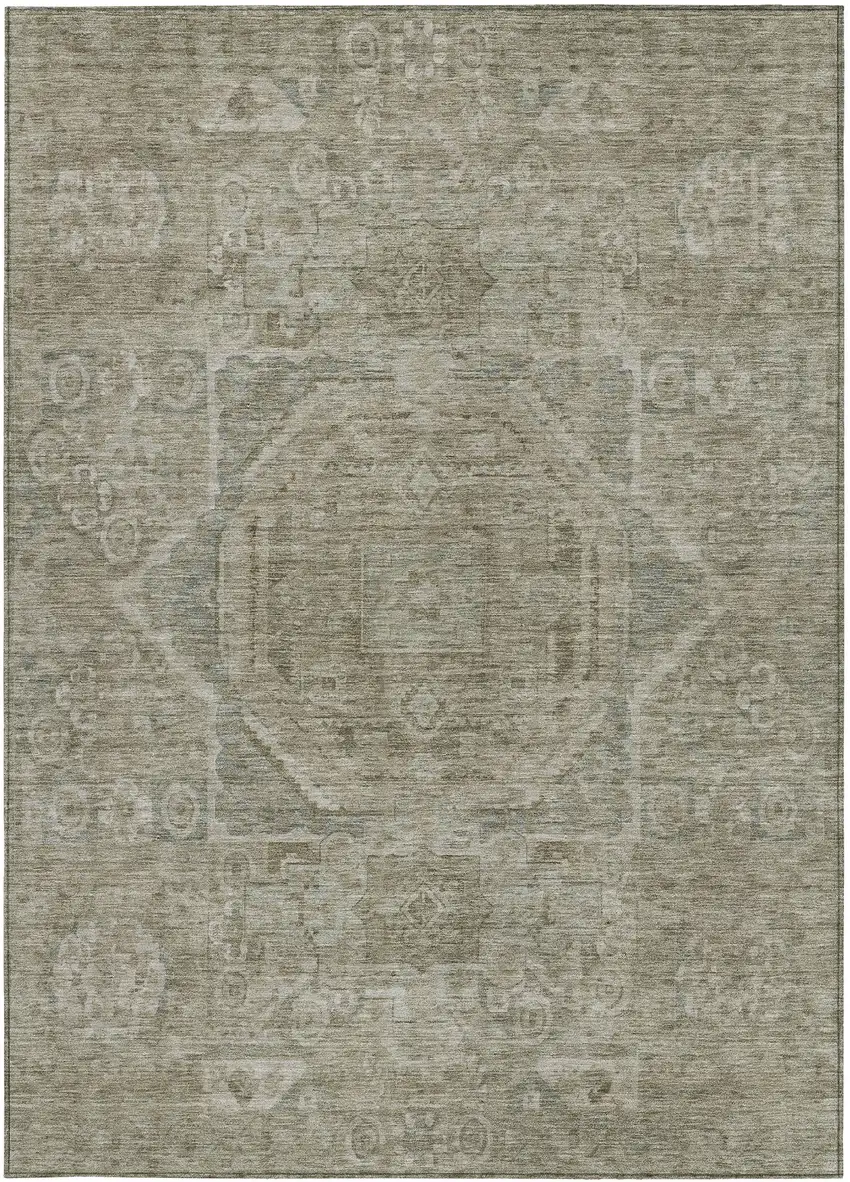 Gray And Silver Medallion Washable Indoor Outdoor Area Rug Photo 4