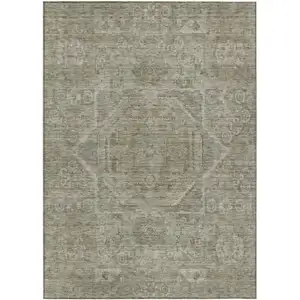 Photo of Gray And Silver Medallion Washable Indoor Outdoor Area Rug