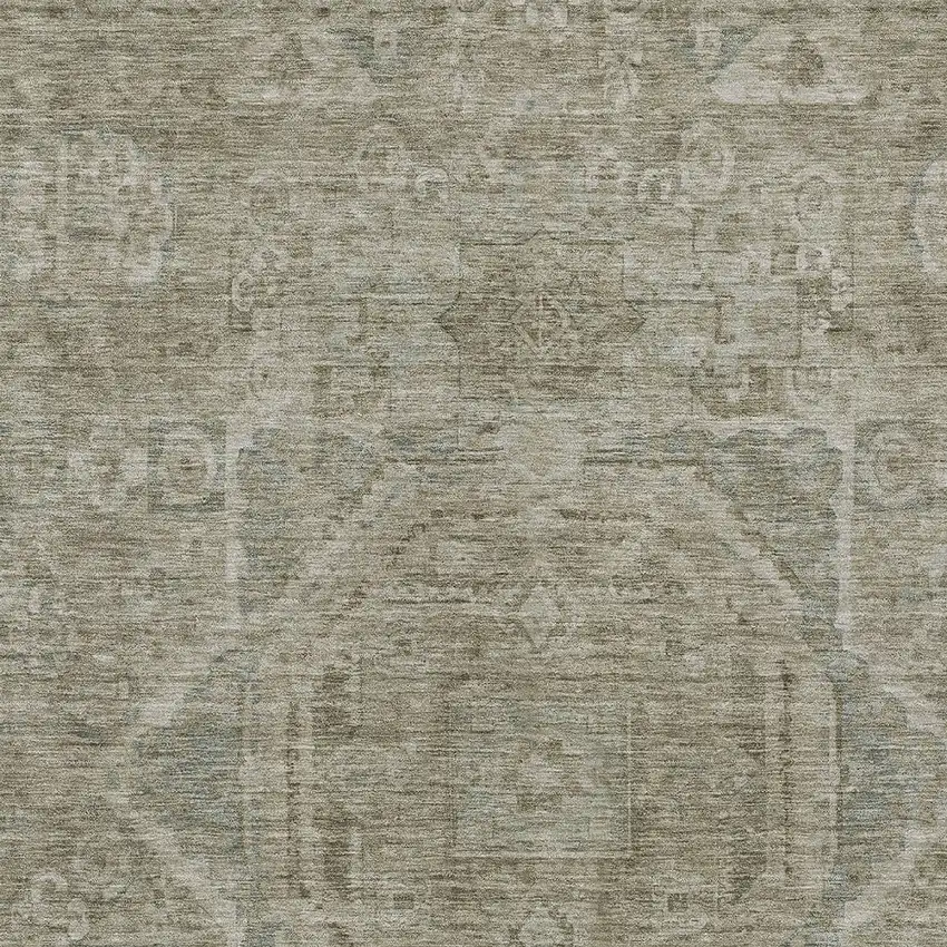 Gray And Silver Medallion Washable Indoor Outdoor Area Rug Photo 7