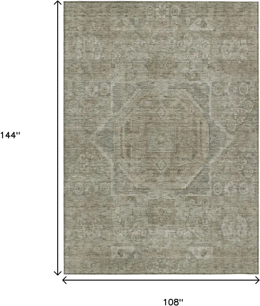 Gray And Silver Medallion Washable Indoor Outdoor Area Rug Photo 9
