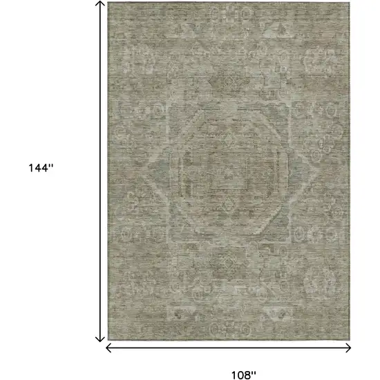 Gray And Silver Medallion Washable Indoor Outdoor Area Rug Photo 9
