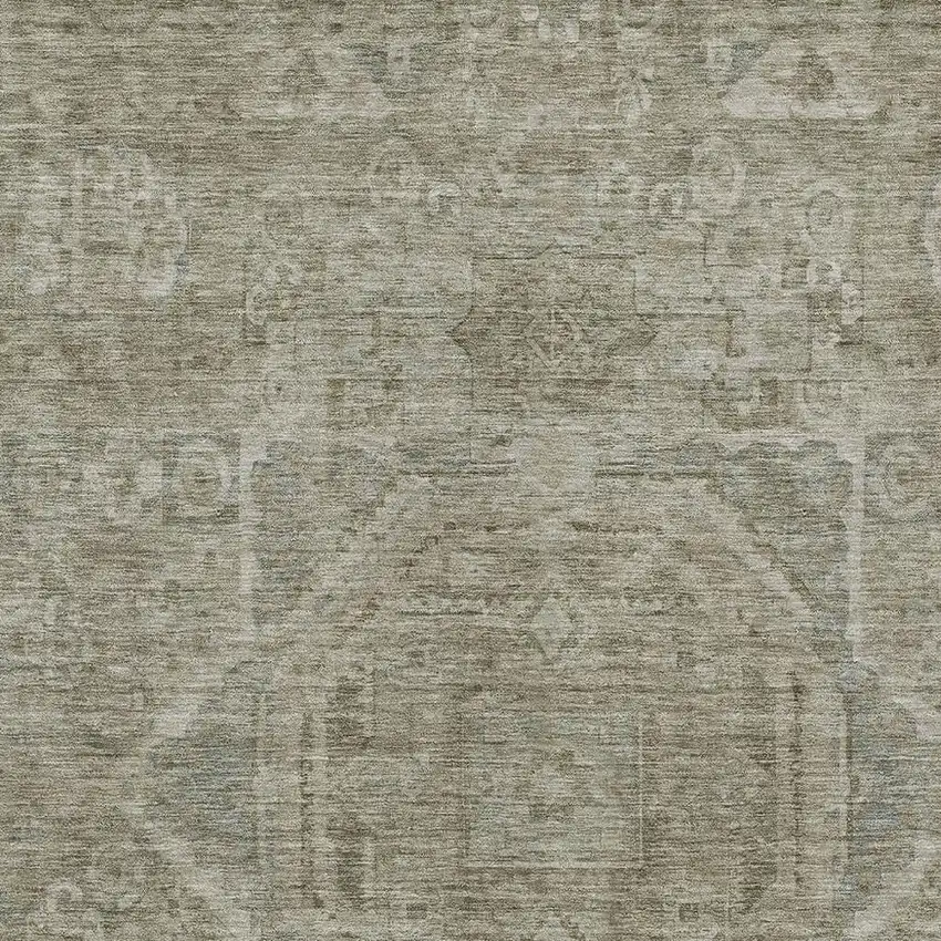 Gray And Silver Medallion Washable Indoor Outdoor Area Rug Photo 4