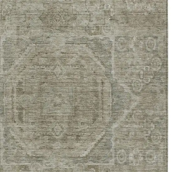 Gray And Silver Medallion Washable Indoor Outdoor Area Rug Photo 4