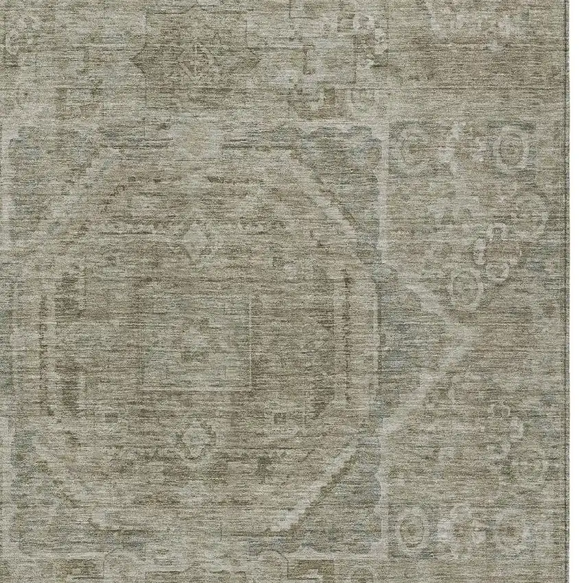 Gray And Silver Medallion Washable Indoor Outdoor Area Rug Photo 4