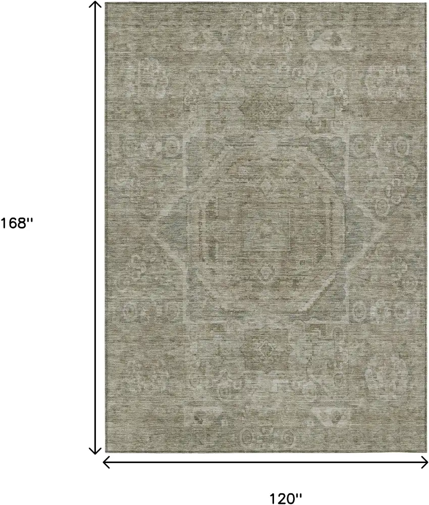Gray And Silver Medallion Washable Indoor Outdoor Area Rug Photo 9