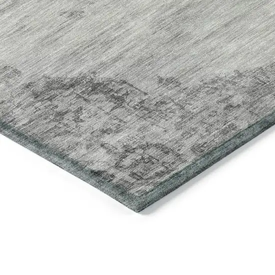 Gray And Silver Medallion Washable Indoor Outdoor Area Rug Photo 5