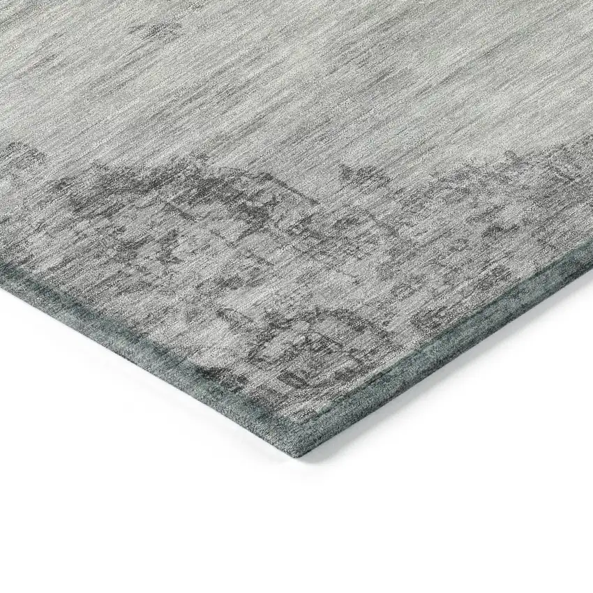 Gray And Silver Medallion Washable Indoor Outdoor Area Rug Photo 5