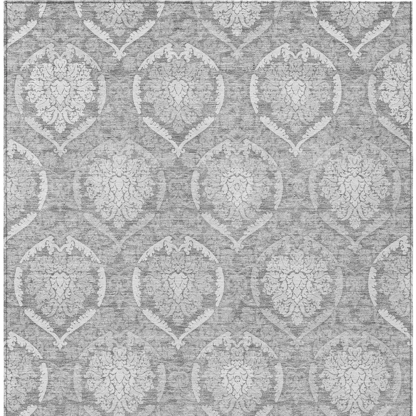 Gray And Silver Medallion Washable Indoor Outdoor Area Rug Photo 7