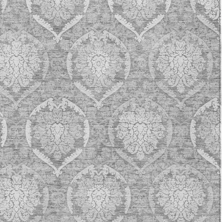 Gray And Silver Medallion Washable Indoor Outdoor Area Rug Photo 6