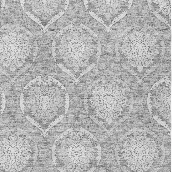 Gray And Silver Medallion Washable Indoor Outdoor Area Rug Photo 6