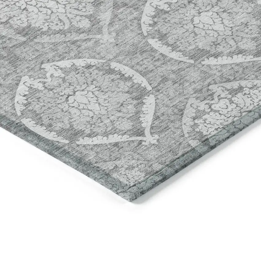 Gray And Silver Medallion Washable Indoor Outdoor Area Rug Photo 5