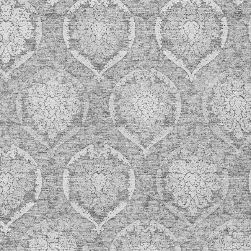 Gray And Silver Medallion Washable Indoor Outdoor Area Rug Photo 6