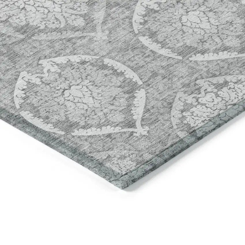 Gray And Silver Medallion Washable Indoor Outdoor Area Rug Photo 5