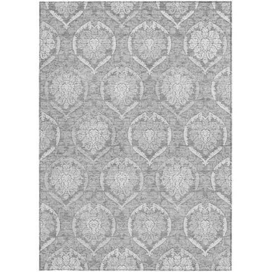 Gray And Silver Medallion Washable Indoor Outdoor Area Rug Photo 6