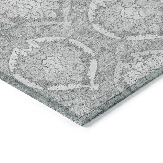 Gray And Silver Medallion Washable Indoor Outdoor Area Rug Photo 5