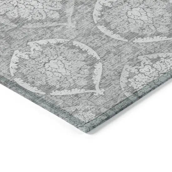 Gray And Silver Medallion Washable Indoor Outdoor Area Rug Photo 5