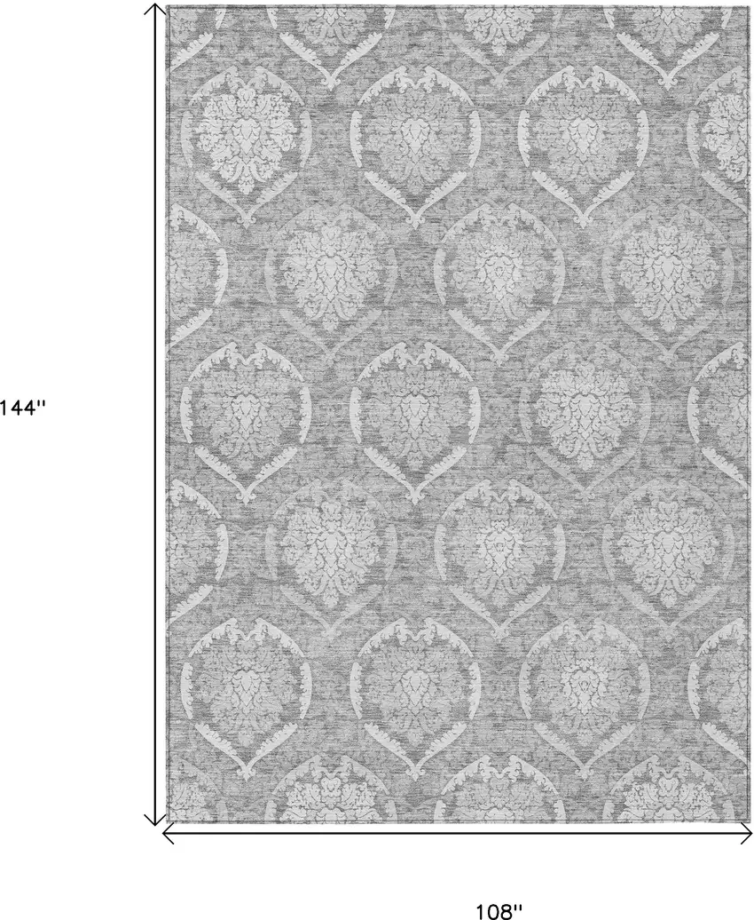 Gray And Silver Medallion Washable Indoor Outdoor Area Rug Photo 3