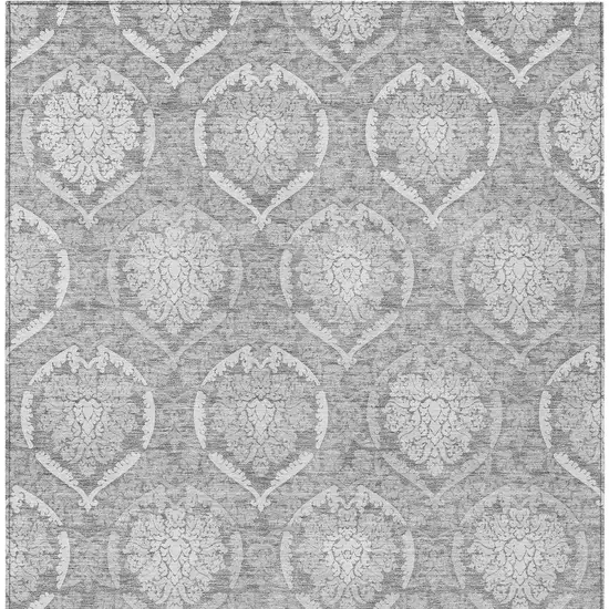 Gray And Silver Medallion Washable Indoor Outdoor Area Rug Photo 7