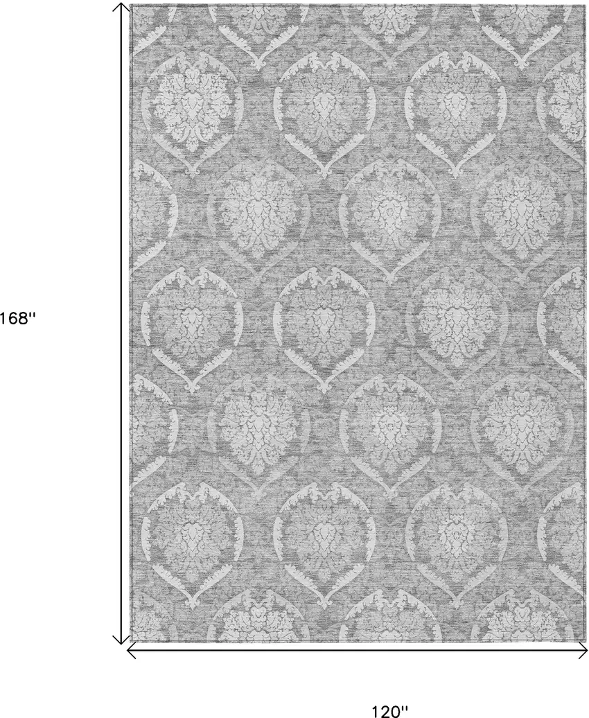 Gray And Silver Medallion Washable Indoor Outdoor Area Rug Photo 3