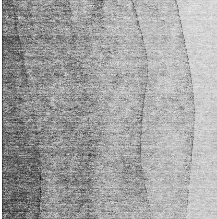 Gray And Silver Ombre Washable Area Rug With UV Protection Photo 4