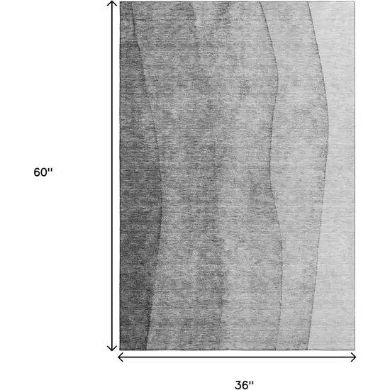 Gray And Silver Ombre Washable Area Rug With UV Protection Photo 3