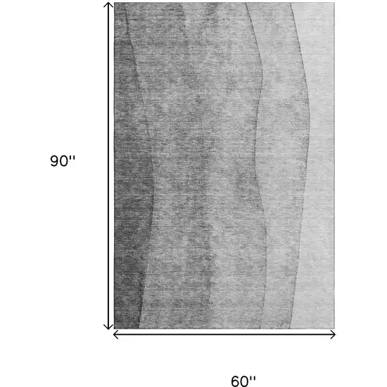 Gray And Silver Ombre Washable Area Rug With UV Protection Photo 4