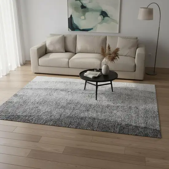 Gray And Silver Ombre Washable Area Rug With UV Protection Photo 1