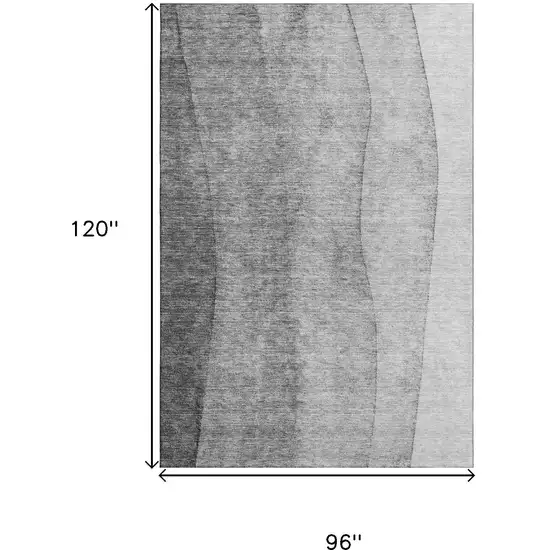 Gray And Silver Ombre Washable Area Rug With UV Protection Photo 3