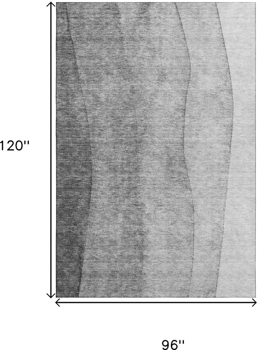 Gray And Silver Ombre Washable Area Rug With UV Protection Photo 3