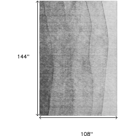 Gray And Silver Ombre Washable Area Rug With UV Protection Photo 3