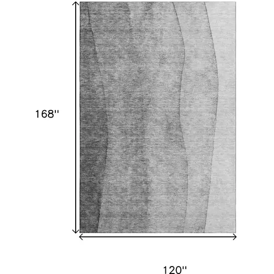 Gray And Silver Ombre Washable Area Rug With UV Protection Photo 3