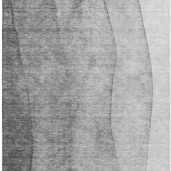 Gray And Silver Ombre Washable Area Rug With UV Protection Photo 5