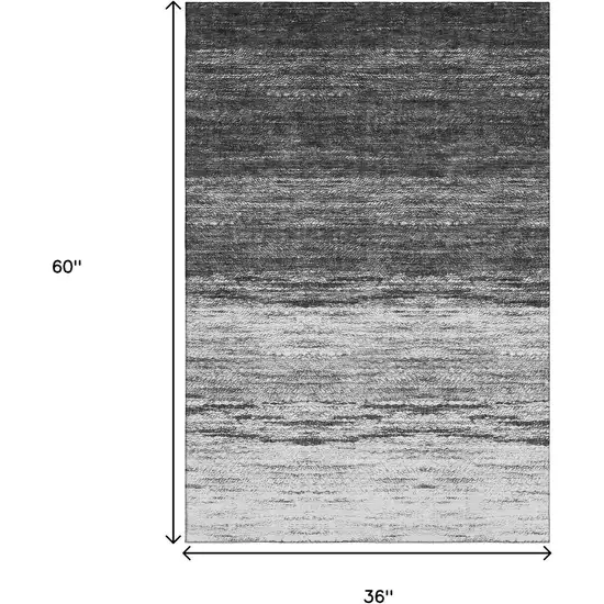 Gray And Silver Ombre Washable Area Rug With UV Protection Photo 3