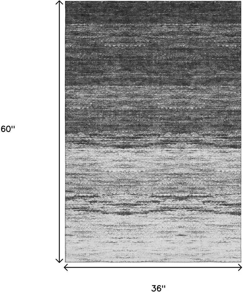 Gray And Silver Ombre Washable Area Rug With UV Protection Photo 3
