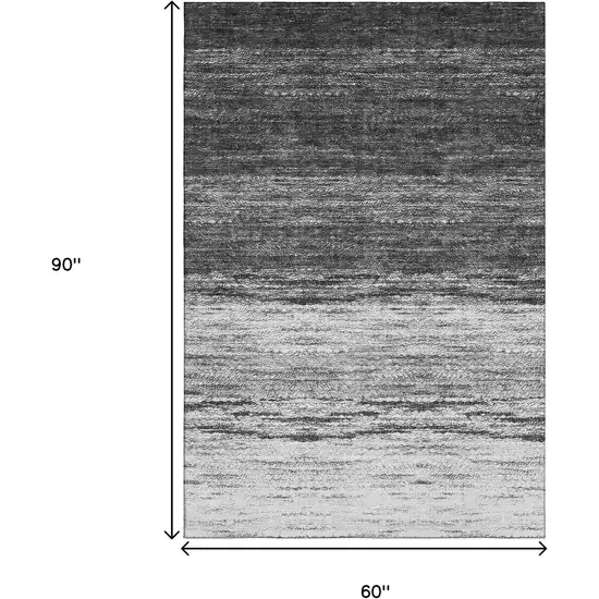 Gray And Silver Ombre Washable Area Rug With UV Protection Photo 3