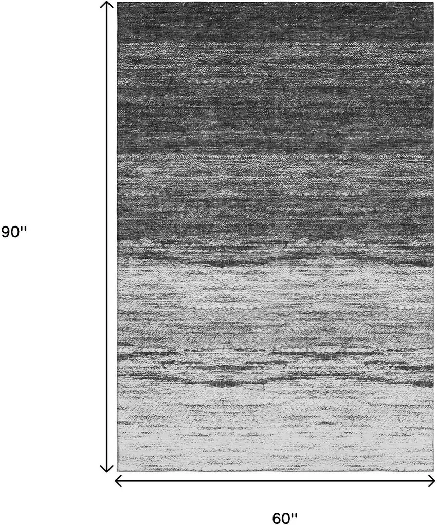 Gray And Silver Ombre Washable Area Rug With UV Protection Photo 3