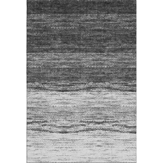 Gray And Silver Ombre Washable Area Rug With UV Protection Photo 1