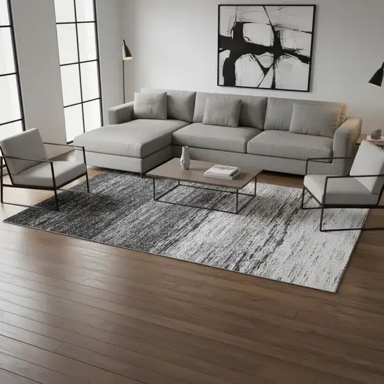 Gray And Silver Ombre Washable Area Rug With UV Protection Photo 2